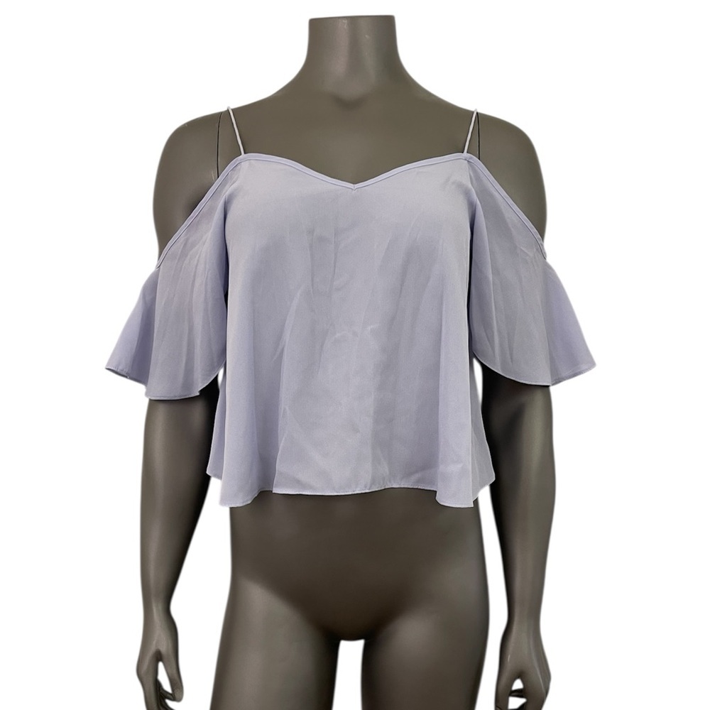 ASOS Top Women’s 4 Purple Flutter Sleeve Crop Semi Sheer Blouse Sexy